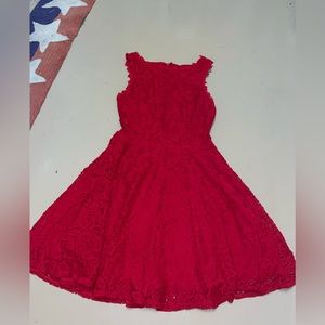 Red Floral Lace Dress